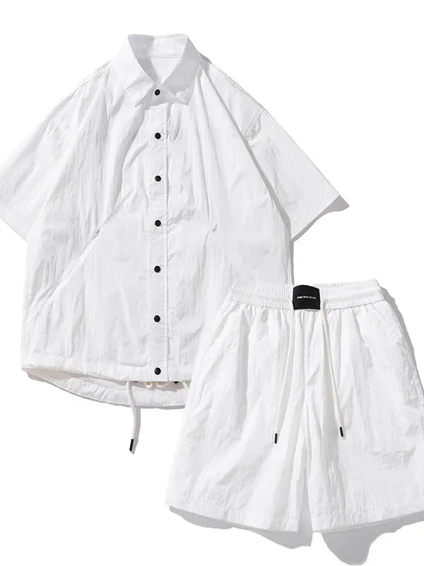 

2025 New Summer Men's Loose Casual Shorts Quick Dry Shirt Breathable Two-Piece Set T-Shirt Short Sleeve Suit Polyester Fiber