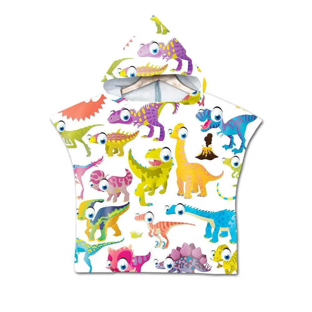 Cartoon Kids Hooded Bath Towel Soft Absorbent Beach Towel with Printed Cape Design for Children view 5
