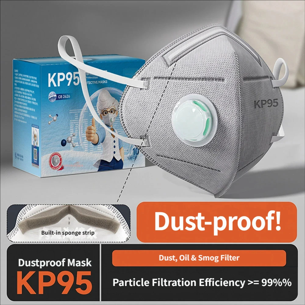 KP95 Industrial Dust Mask With Breath Valve 8-Layer Filtration 3D Sponge Nose Strip Anti Dust Oil Fume Formaldehyde Safety