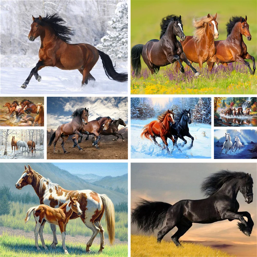 Animal Horse DIY Paint By Numbers Complete Kit Acrylic Paints 40*50 Canvas Painting Home Decor For Adults For Drawing Wall Art