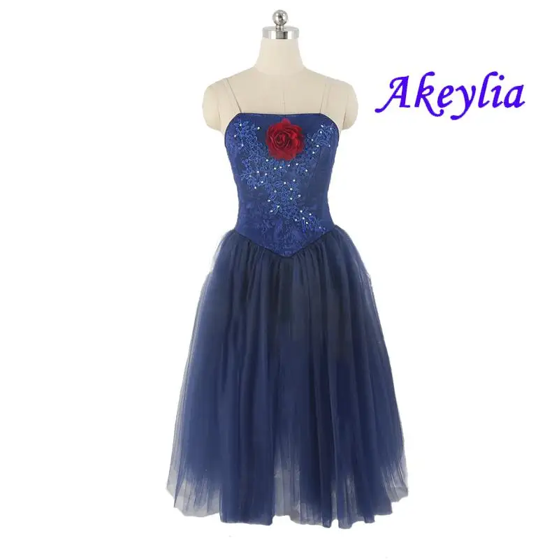 Navy blue Professional Romantic tutu Handmade Ballet Tutu Dress dark blue Ballerina Stage Costume girls No elasticity JNBL193