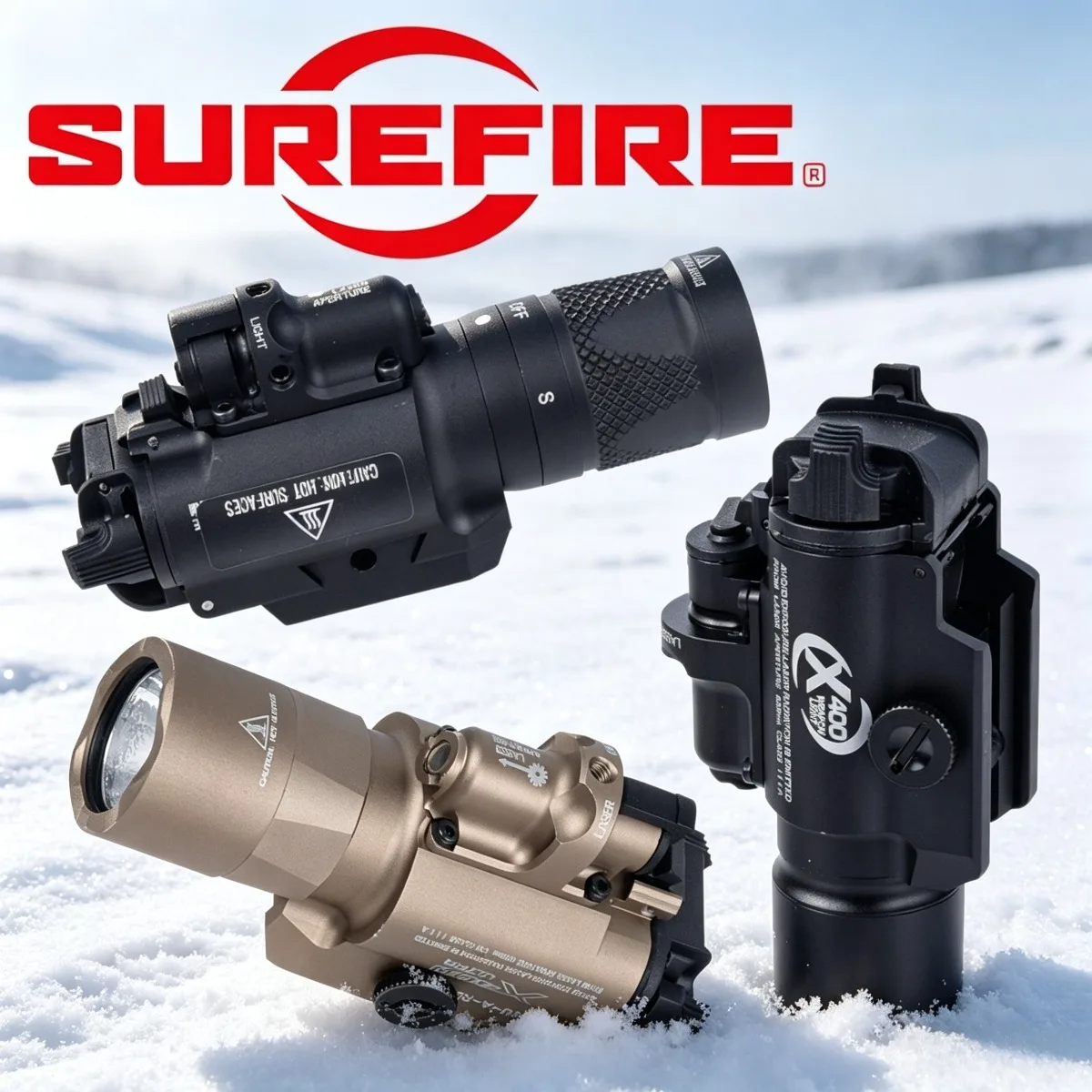 SureFire X400 X400U X400V X400V‑IR Tactical LED Scout Light IR Laser Fits Glock 17 Glock 19 Fits 20mm Rail Red Laser Scout Light