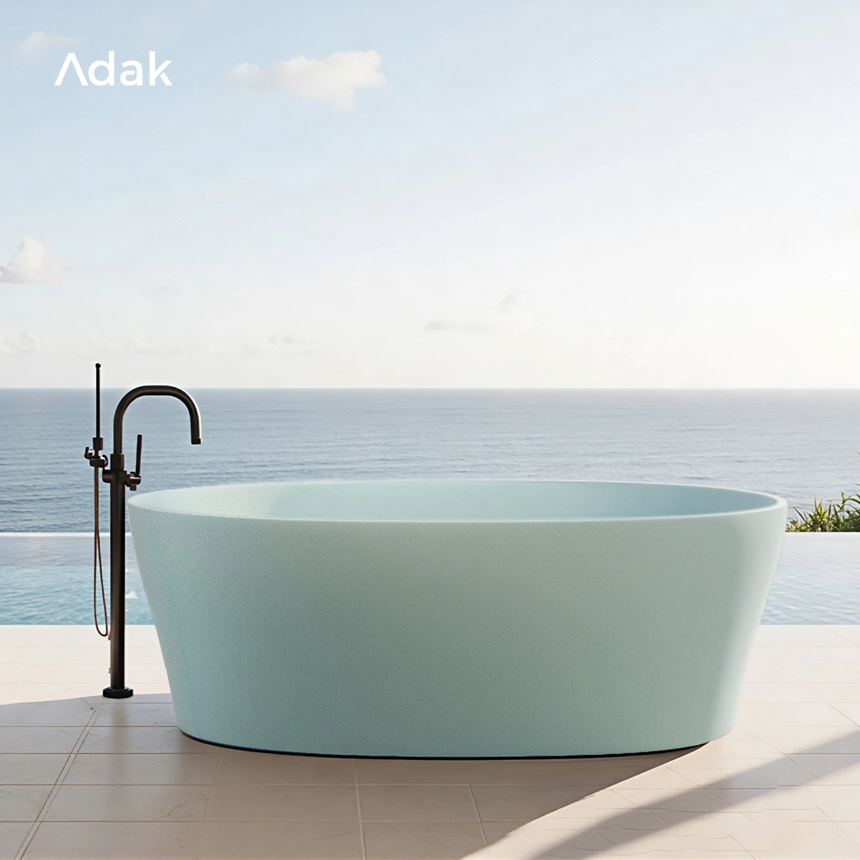 Marble Pattern Acrylic Eco-Friendly Portable Freestanding Bathtub Drainer Luxury Stone Look Soaking Oval Shape 60gal+ for Indoor