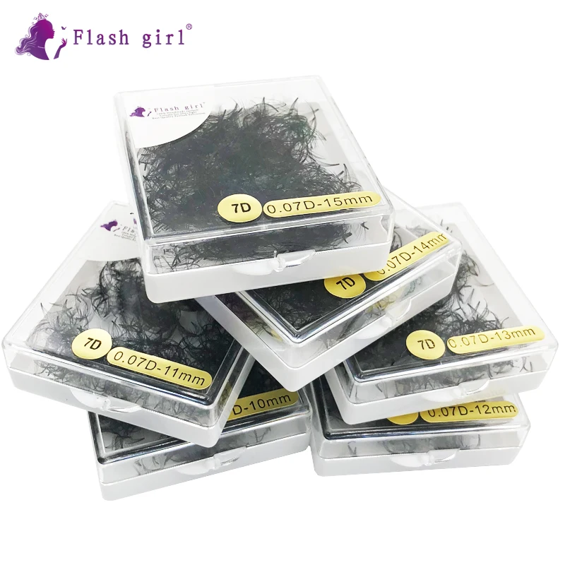 

1000 Fans/boxes 7D curl C D Pre Made fans natual long flexible Lashes eyelash extension with custom package