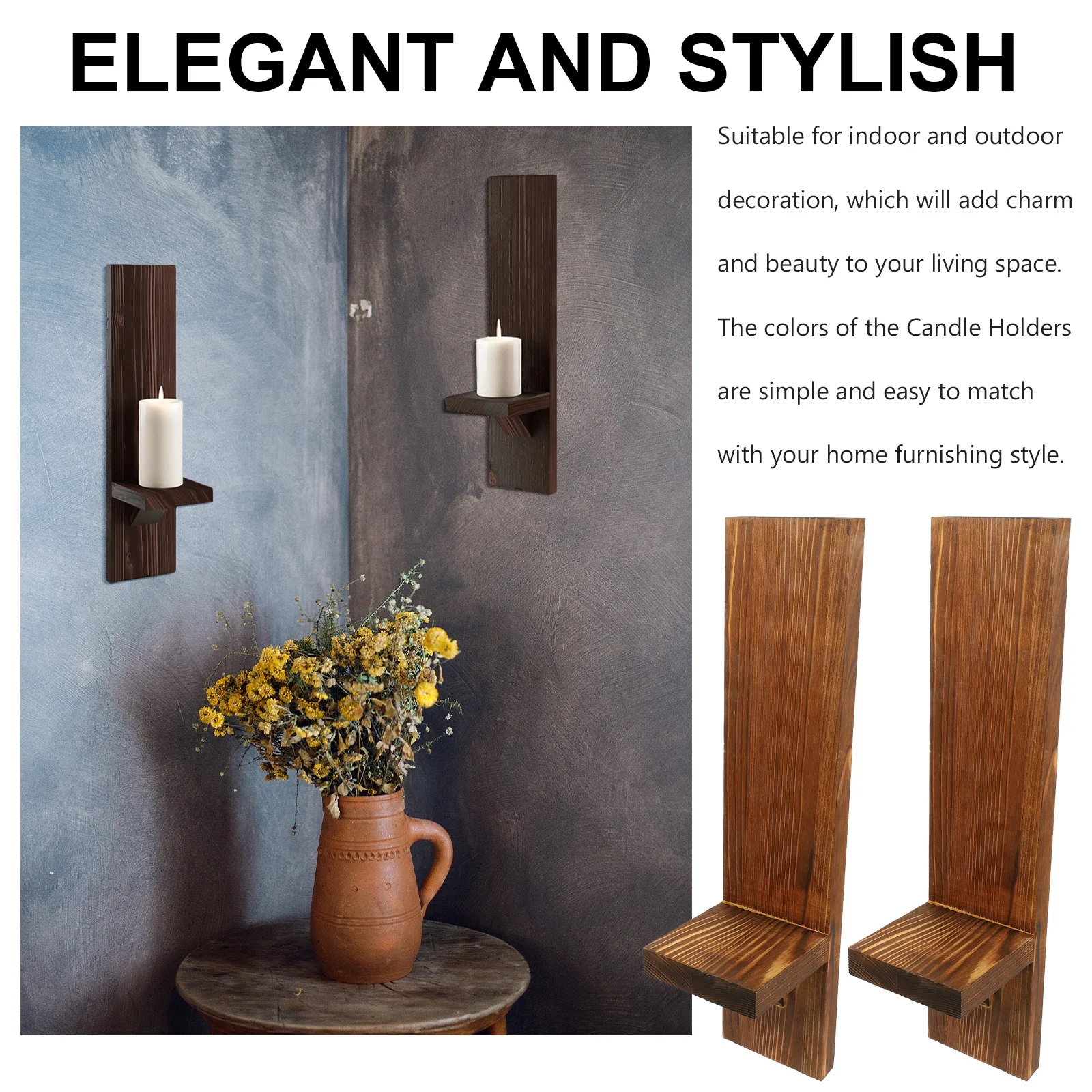 

1Pair Wooden Wall Sconce Holder Tea Light Holder Rustic Wall Mounted Sconces Decorative Home Decor