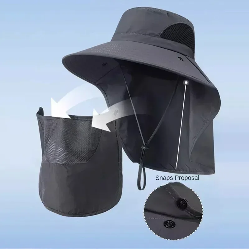 

Summer Sun Hats UV Protection Outdoor Hunting Fishing Cap For Men Women Hiking Camping Visor Bucket Hat Neck Flap Fisherman Hat