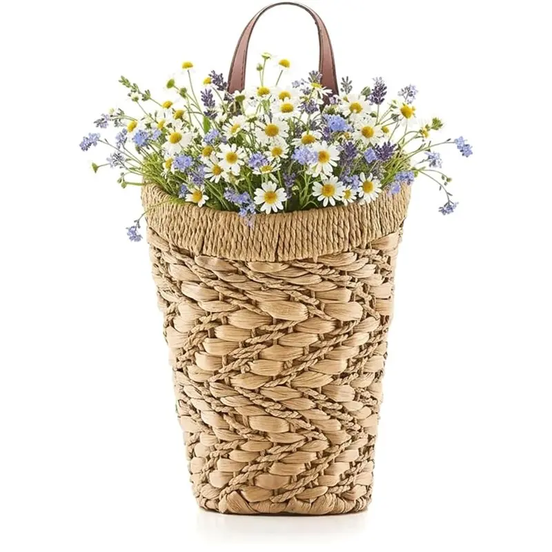ABMS-For Front Door For Wall Baskets-Water Hyacinth Handwoven Hanging Basket For Organizing