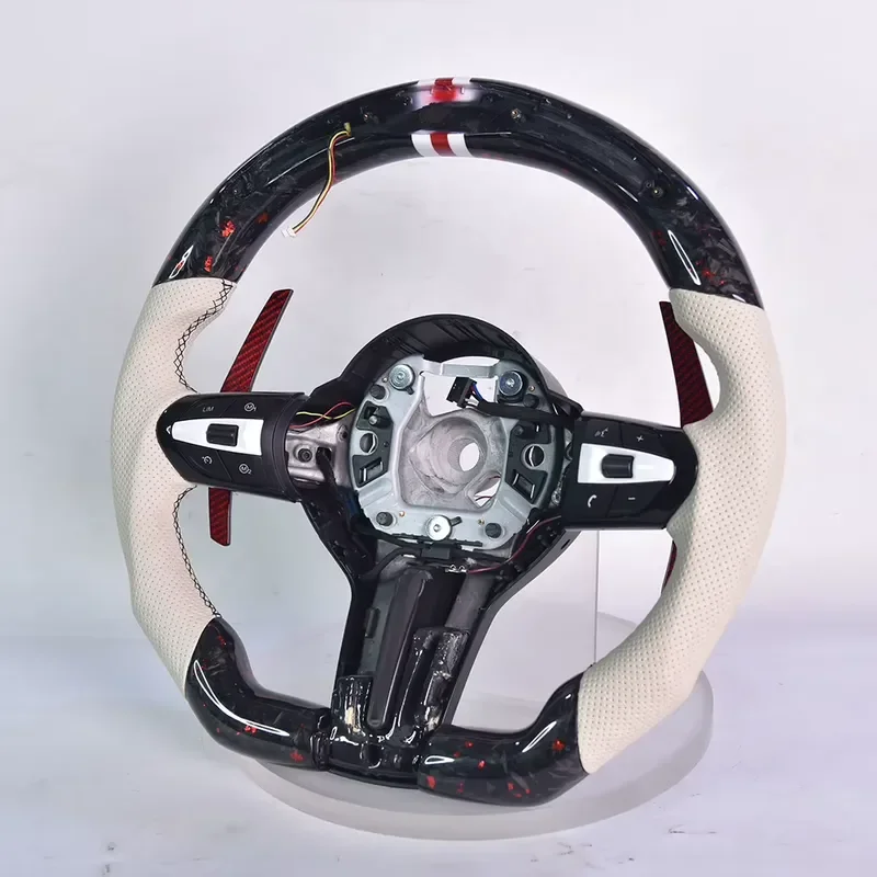 Suitable for G20 G28 G30 G38 F10 F30 M3 M4 M5 M6 Forged Carbon Fiber LED Steering Wheel D-shaped Sports Modification