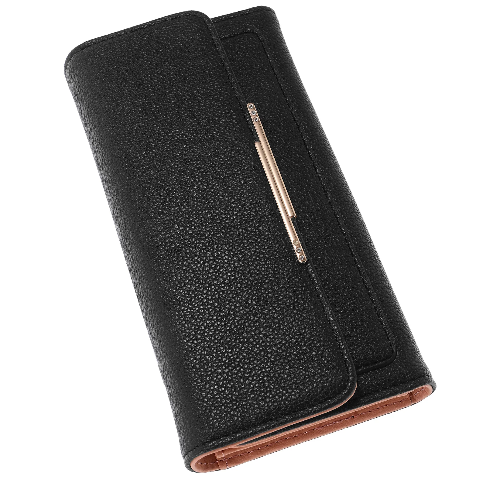 محفظة نسائية طويلة من البولي يوريثان، محفظة ثلاثية الطي للنساء، حقيبة نقود محمولة خفيفة الوزن مع سحاب للسفر يوميًا