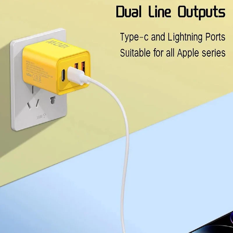 120W Fast Charging USB Charger 4 Port USB Type C Mobile Phone Charge Adapter for iPhone 15/16 Samsung Xiaomi Huawei 3.0 Charger - náhled 4