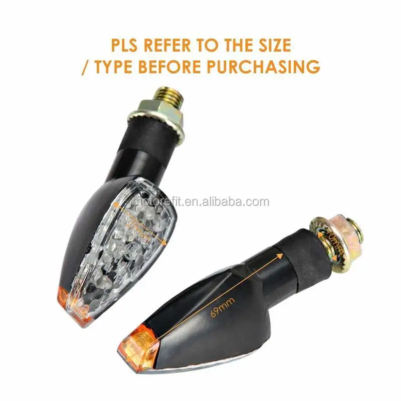 1 Pair Motorcycle LED Turn Signal Lights 12V Amber Indicator Blink Passing Lights Universal for Yamaha Honda Suzuki