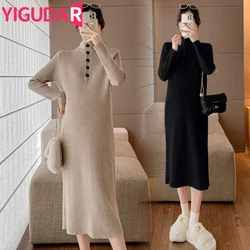 Autumn Winter Maternity Dress Sweaters Thick Warm Loose Straight Clothes for Pregnant Women Casual Pregnancy photoshoot dress