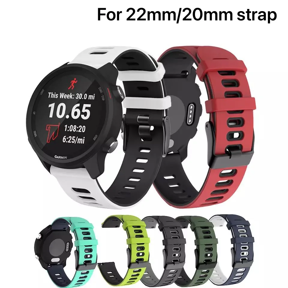 

22mm 20mm Two-tone silicone strap For Samsung Galaxy watch Active2 Huawei Watch GT Comfortable replacement strap For Amazfit GTR