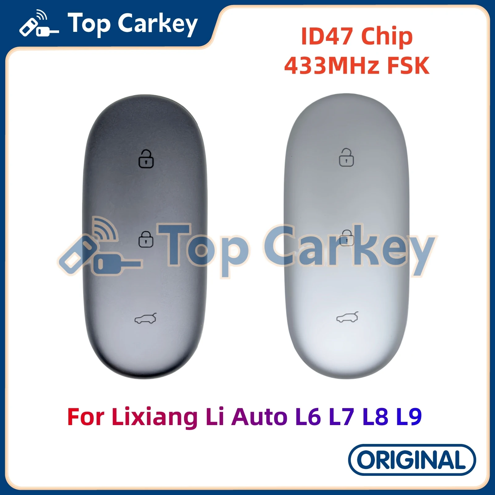 TopCarkey Original Smart Remote Key ID47 Chip 433MHz for Lixiang Li Auto L6 L7 L8 L9