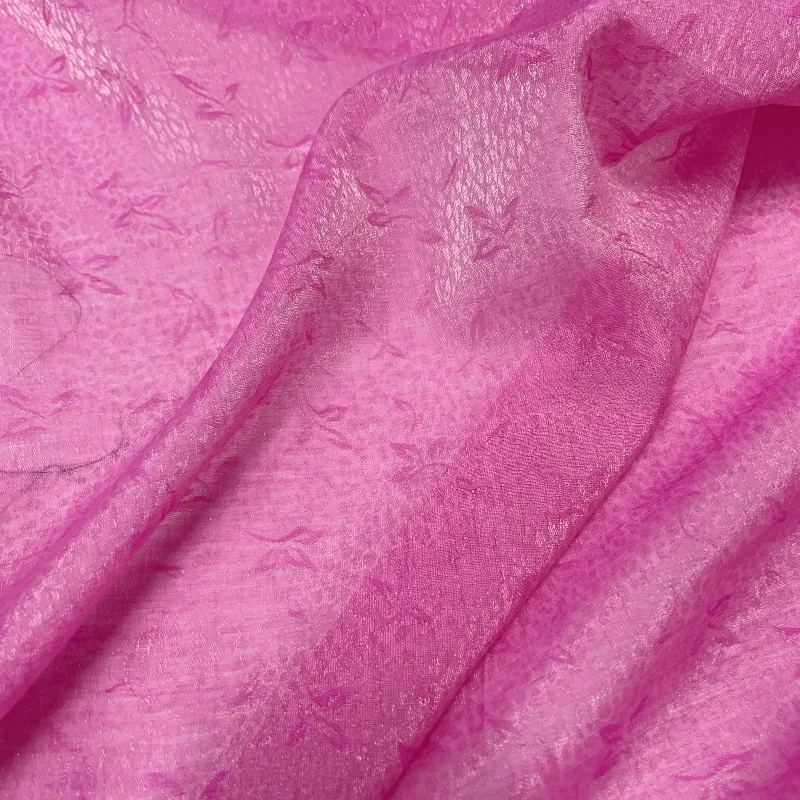 Lightweight Shiny Semi Transparent Rose Pink Jacquard Polyester Cotton Fabric Shirt Hanfu Fashion DIY Elegant Craft Material