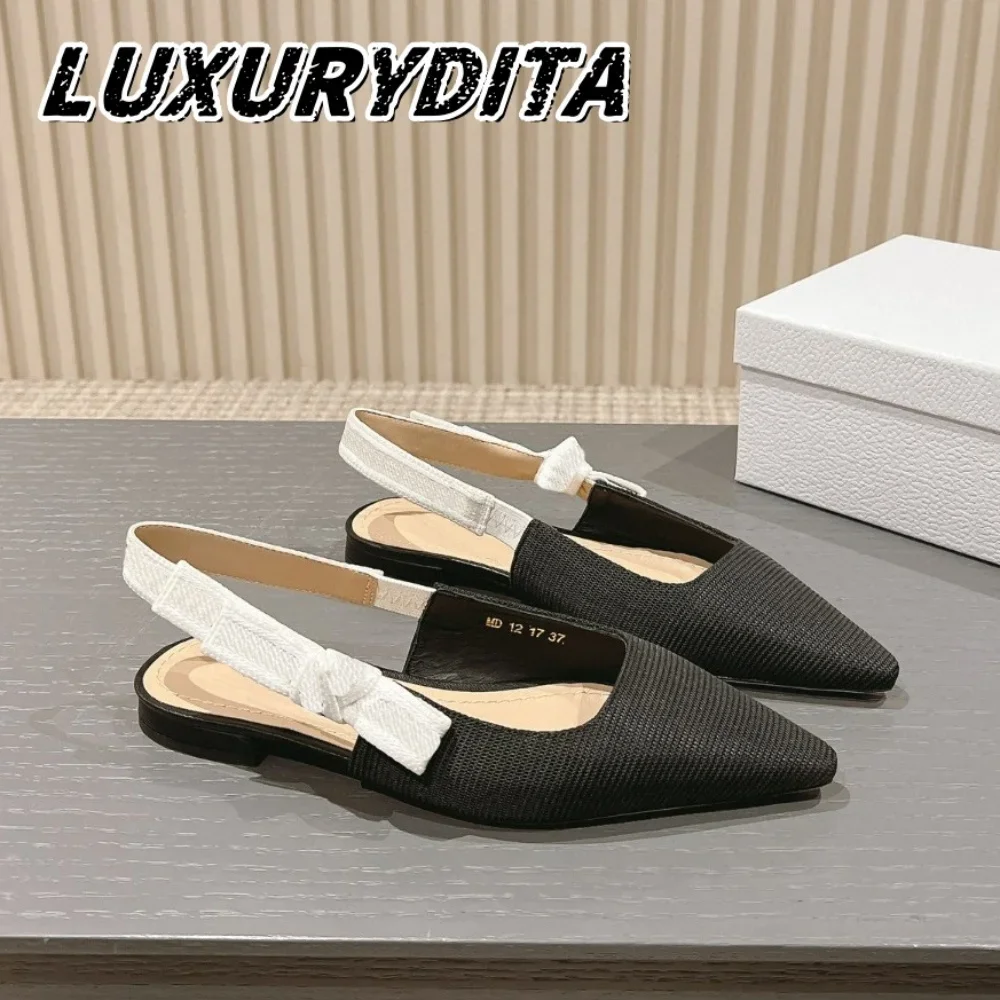 

Top Quality Luxury Womens Sandal Casual Lace Flat Fashion Embroidered Muller Shoes Designer Silk Leather Soled High Heel