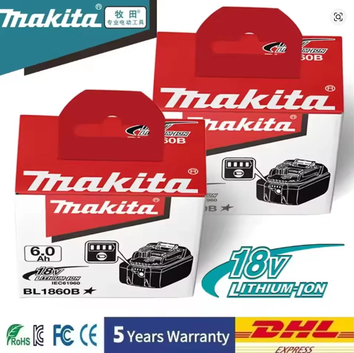

Makita Original Lithium ion Rechargeable Battery 18V 6000mAh 18v Replacement Batteries BL1860 BL1830 BL1850 BL1860B