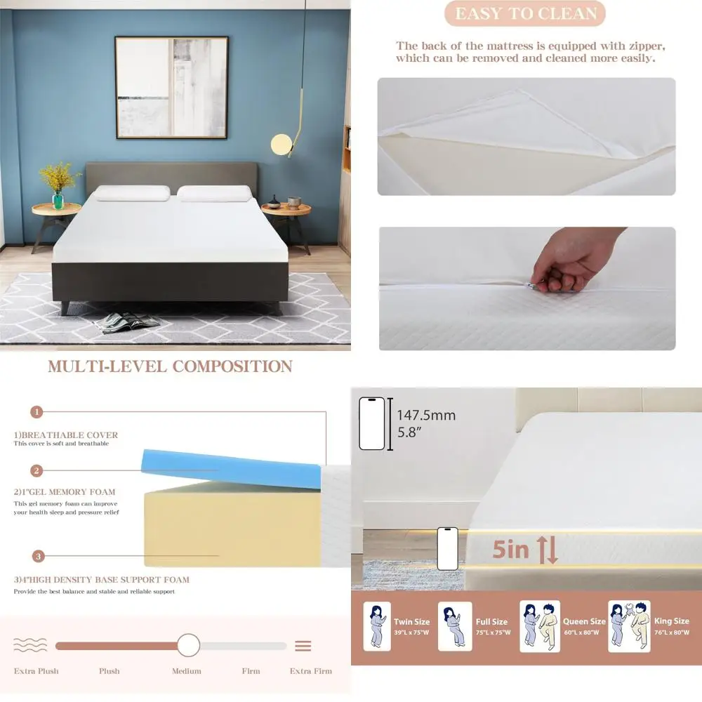 Cooling Gel Memory Foam Mattress - Medium Firmness, Full Size, Pressure Relief, Ideal for Comfortable Sleep