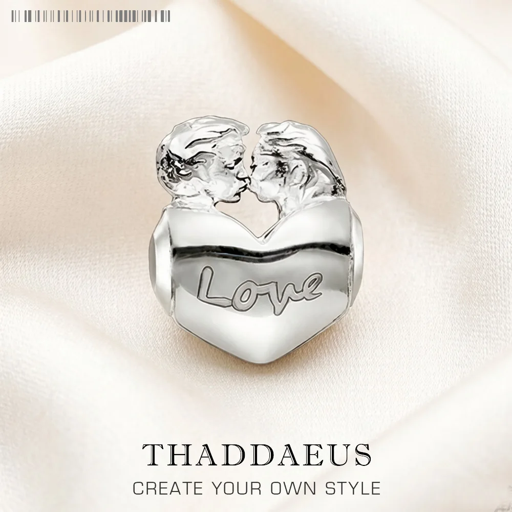

Beads Kissing Lovers Heart New 925 Sterling Silver Charm Europe Jewelry Accessories Romantic Gift For Women