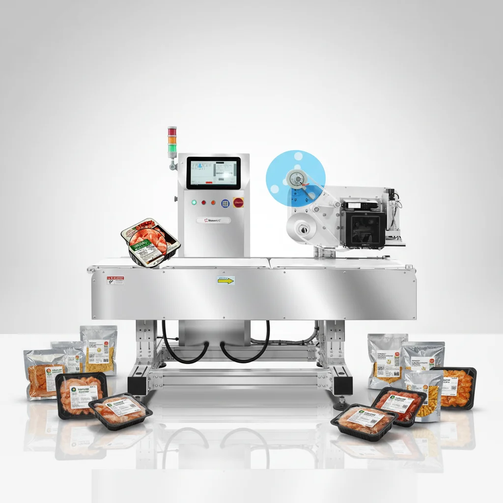 Automatic Weighing Labeling Machine with Printer Customizable Label Printing and Weight Checking System