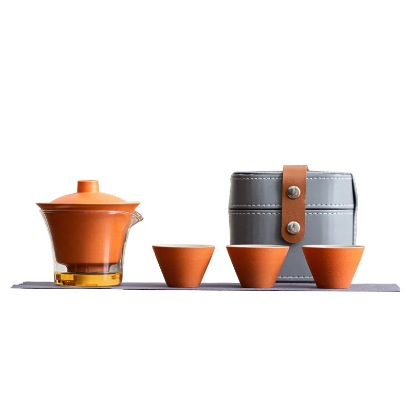 

Travel tea set Glass outdoor Kung Fu tea set Kuaike cup business gift
