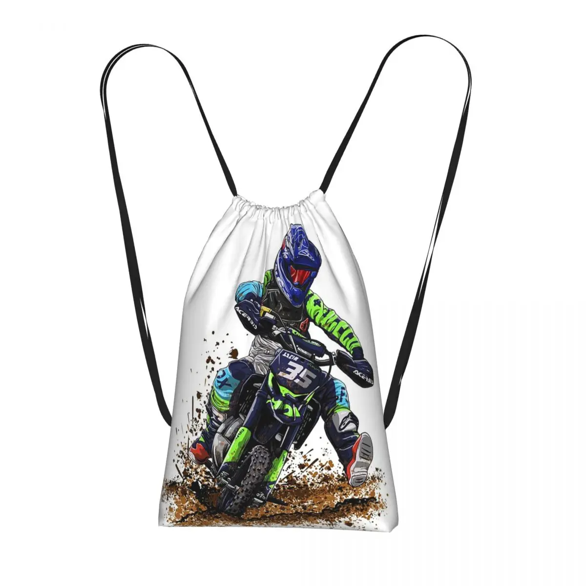 Motocross Dirt Bike Studios MX Rider 35 Drawstring Backpack hiking cycling Bag Portable Travel Drawstring Bag for Men Women