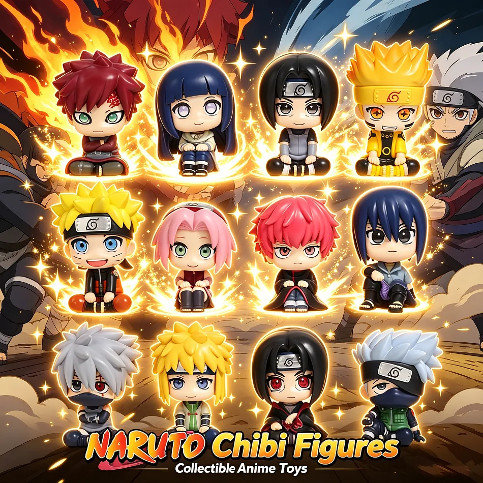 12 Stile Q-Version Naruto Chibi Sitzende PVC-Figuren Sasuke Itachi Kakashi Gaara Auto- und Schreibtisch-Deko Sammlerstück Geschenk