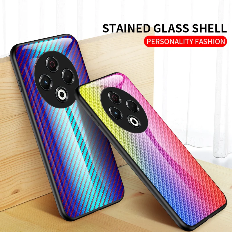 Tecno Spark 30 4G KL6 Custodia in fibra di carbonio con grana in vetro temperato Cover posteriore rigida Custodia per telefono Paraurti in silicone per Tecno Spark 30 4G