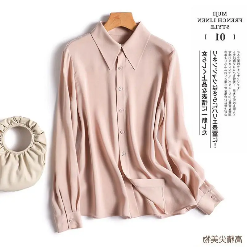 New Temperament Solid Loose All-match Blouse Spring Autumn Long Sleeve Button Elegant Shirt Tops Fashion Trend Women Clothing