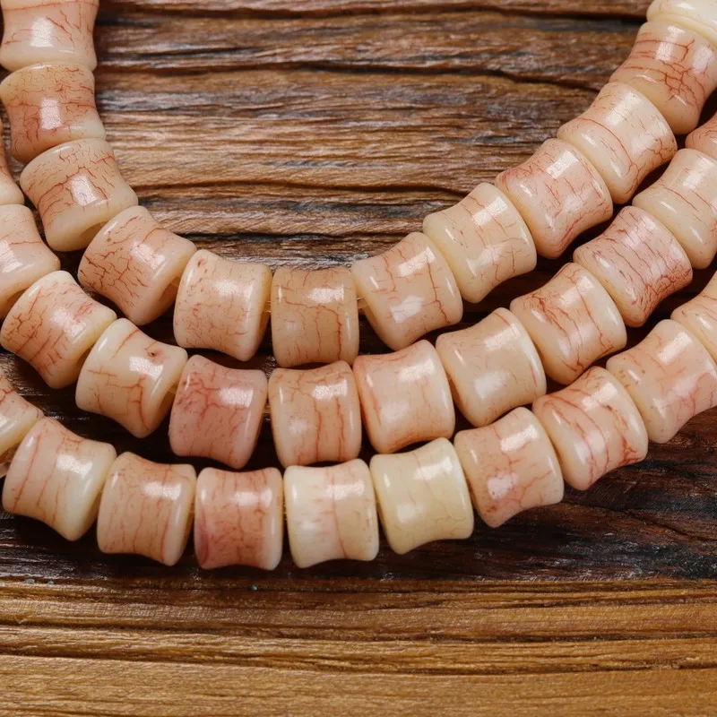Natural blood-patterned jadeified camel bone carved bamboo knot 108-bead Buddhist necklace decorative beads for DIY bracelet