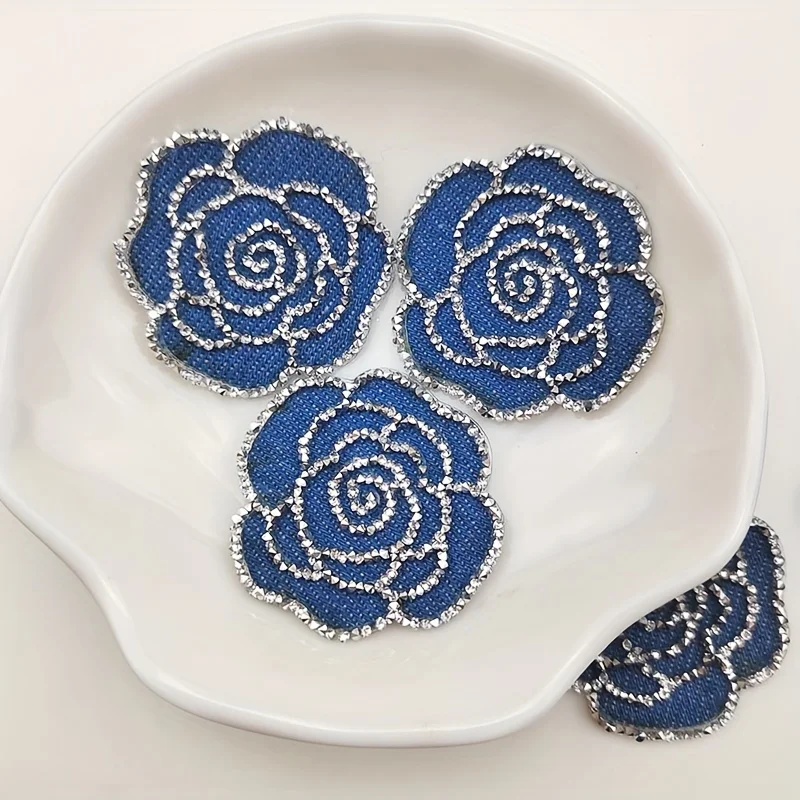 5Pcs High-end embroidered patch with lace edge DIY self-adhesive no-sew patch for clothes, pants, jeans, hole repair patch