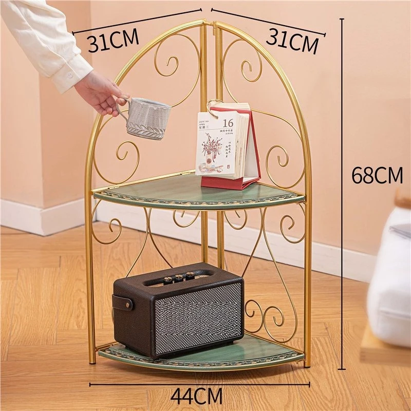 For corner storage, sofa side table, vintage wrought iron storage, bedside table, display rack