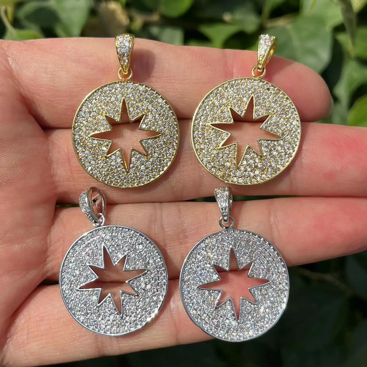 

5Pcs Cubic Zirconia Pave Stars Charms Gold Plated Pendant For Fashion Jewelry Making Bracelet Necklace Handcrafting Accessories