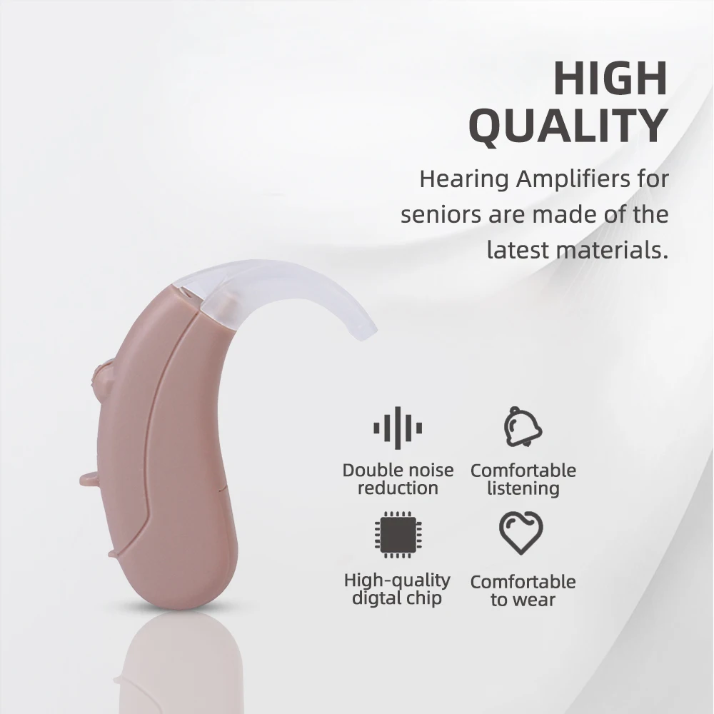 MelingB21 Powerful BTE Hearing Amplifier to Aid for Adults Seniors Hearing Assist Sound Device with Earbuds Voice Enhancer PASD