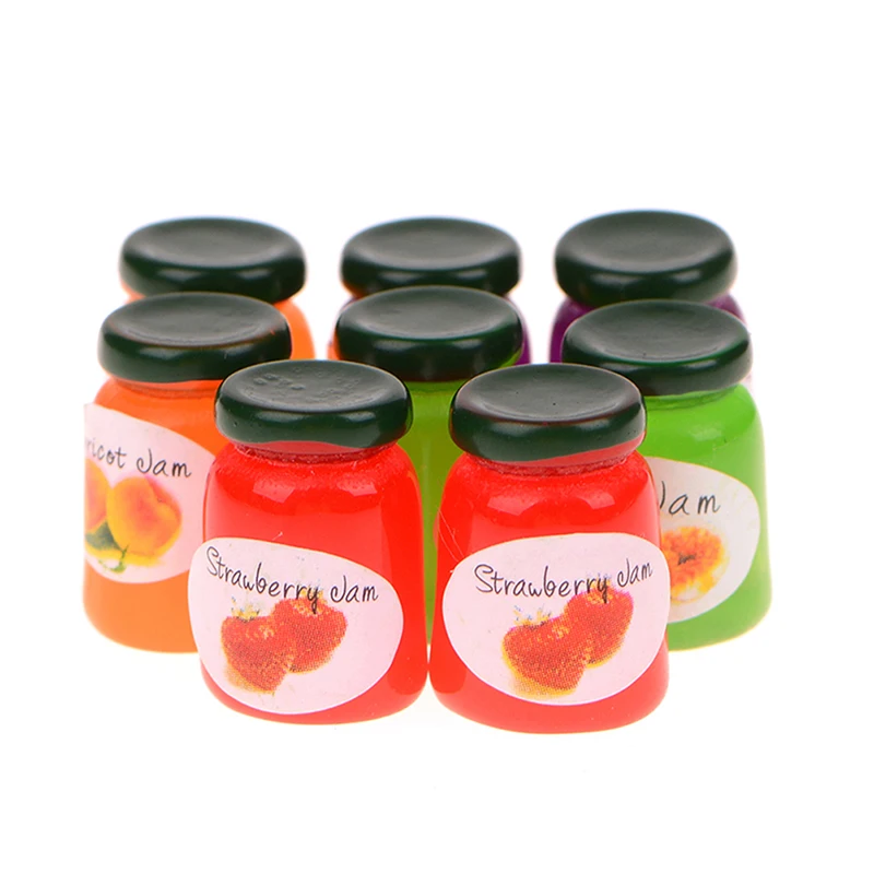 8Pcs/set Random Dollhouse Miniature Jams 1/12 Mini Kitchen Jams Doll House Decor Accessories-Toy