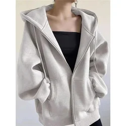 Hooded Sportshirt Jacket Women 2024 Spring Autumn New Coat Lazy Wind Zipper Outerwear Small Cardigan Overcoat Ladies Fashion Top