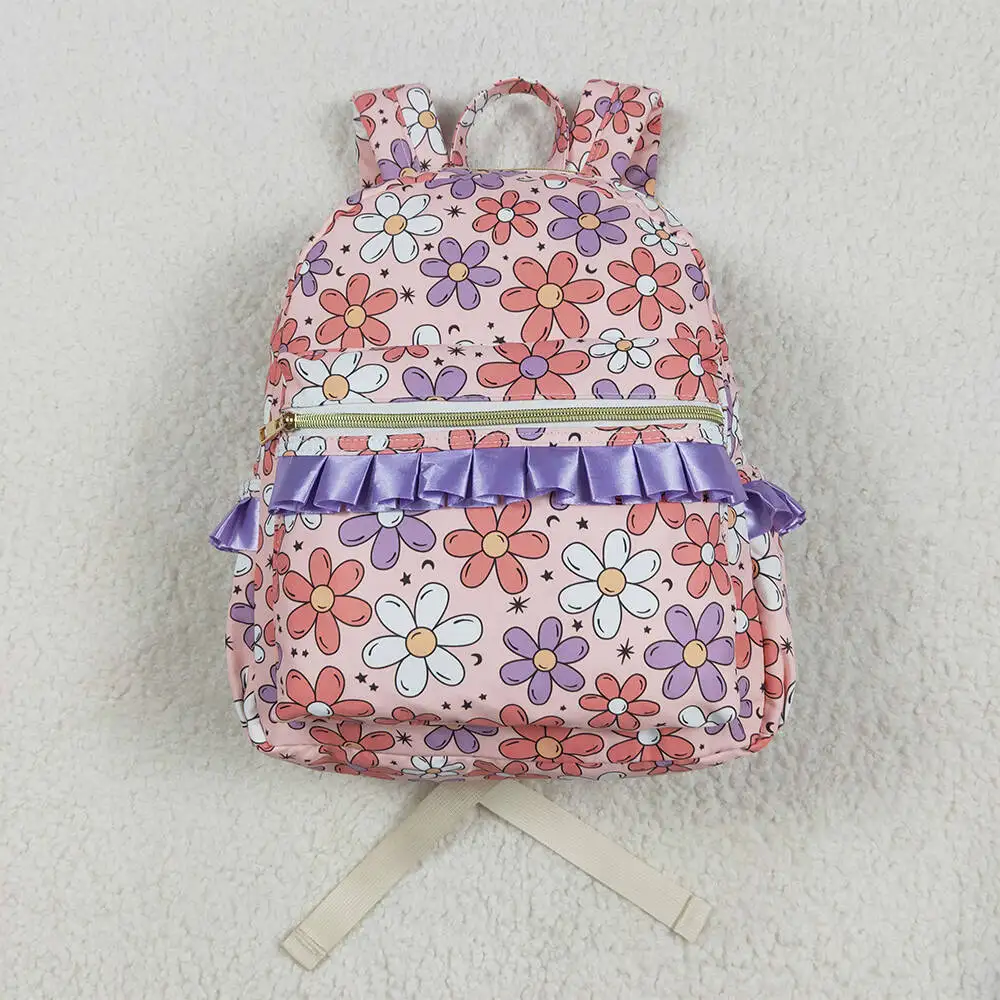 

Baby Girls Backpack with Pink Flowers Zipper Kids School Bag for Toddlers10*13.9*4 inches