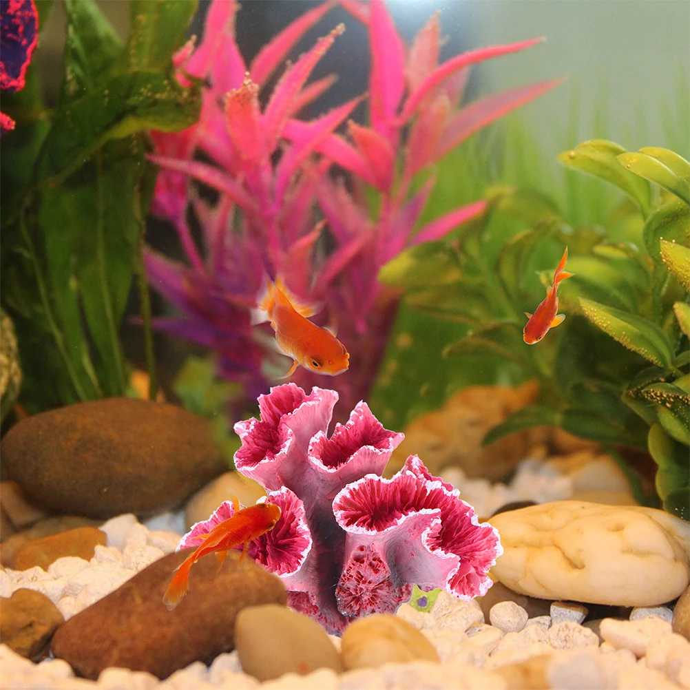 

1PC Simulation Coral for Aquarium Fish Tank Decoration Resin nament Lifelike Soft Anti Fading Safe Coral Model Garden