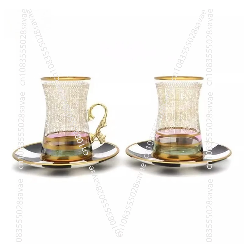 

Palace-style Black and White Tea Cup and Saucer, Creative Glass Cup for Home Use, High Temperature Resistant, 160ml