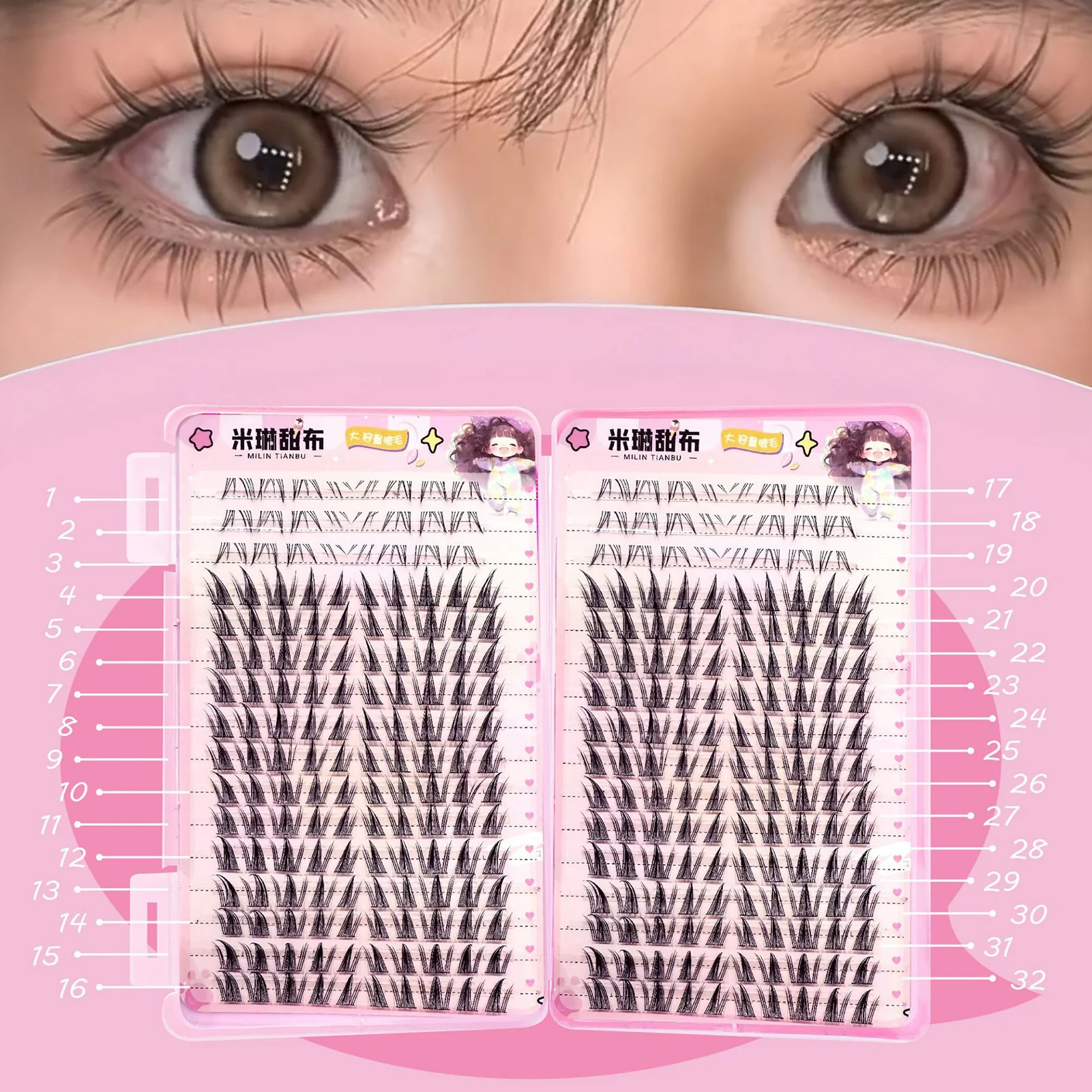 32 Rows Korean Style Fluffy Fa - Eyelash Extension Anime Style ulasan dan harga