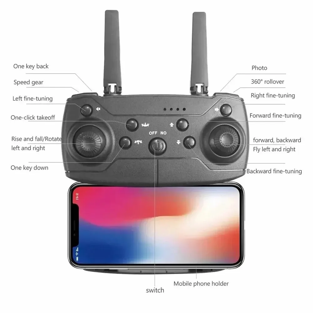 2024 E88Pro RC الطائرة بدون طيار 4K 1080P زاوية واسعة HD كاميرا طوي هليكوبتر WIFI FPV الارتفاع عقد لعبة هدية