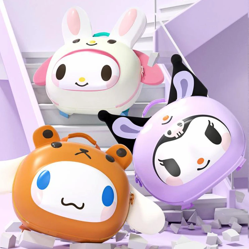 

Детский рюкзак в стиле аниме Cinnamoroll Kawaii Sanrio Kuromi, Портативная Игрушка для путешествий Hellokittys, милый школьный рюкзак, мультяшный подарок на день рождения