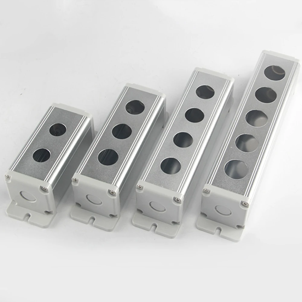 1 2 3 4 5 6 Hole Waterproof Aluminium Alloy Metal Push Button Switch Box with Outdoor Power Control Box 16mm/19mm/22mm Hole Size