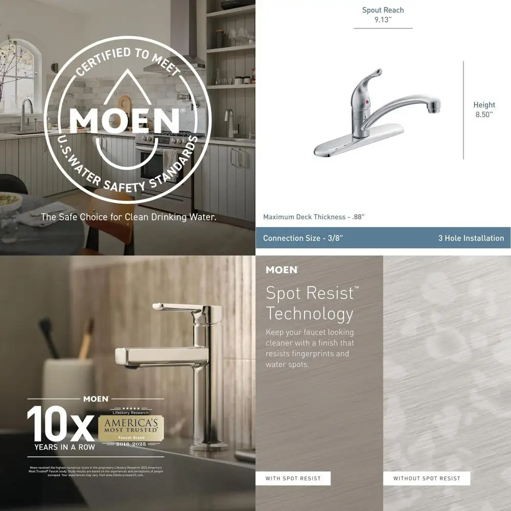 

Single-Handle Low Arc Kitchen Faucet with Spot-Resistant Stainless Finish