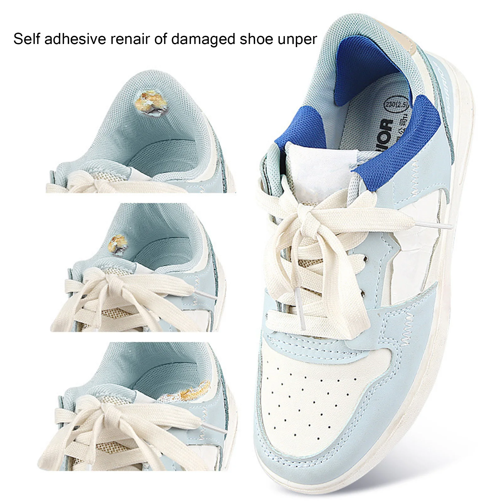 Selbstklebende Schuhfersen-Reparaturpflaster für abgenutzte Sneaker, Basketballschuhe, Stiefel, Anti-Reibungs-Innenfutter-Reparaturpflaster-Set – Detail 1