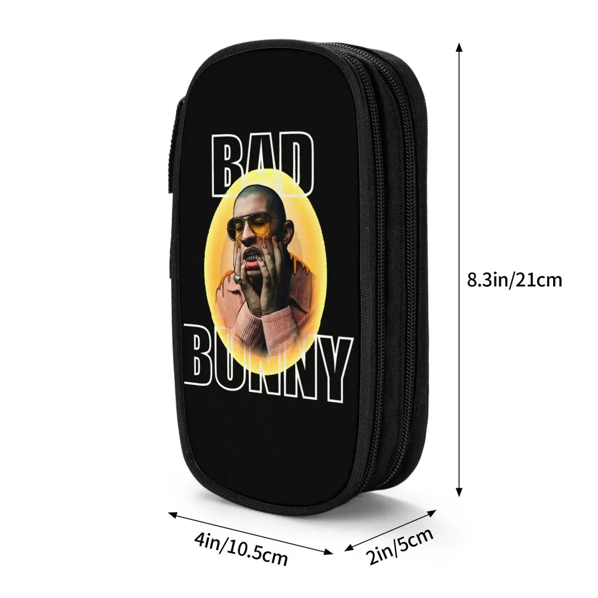 Bad Bunny  Face Cool Pencil Case Hip Hop Rapper Pencil Box Pen Girl Boy Large Storage Bag Students School Gift Accessories