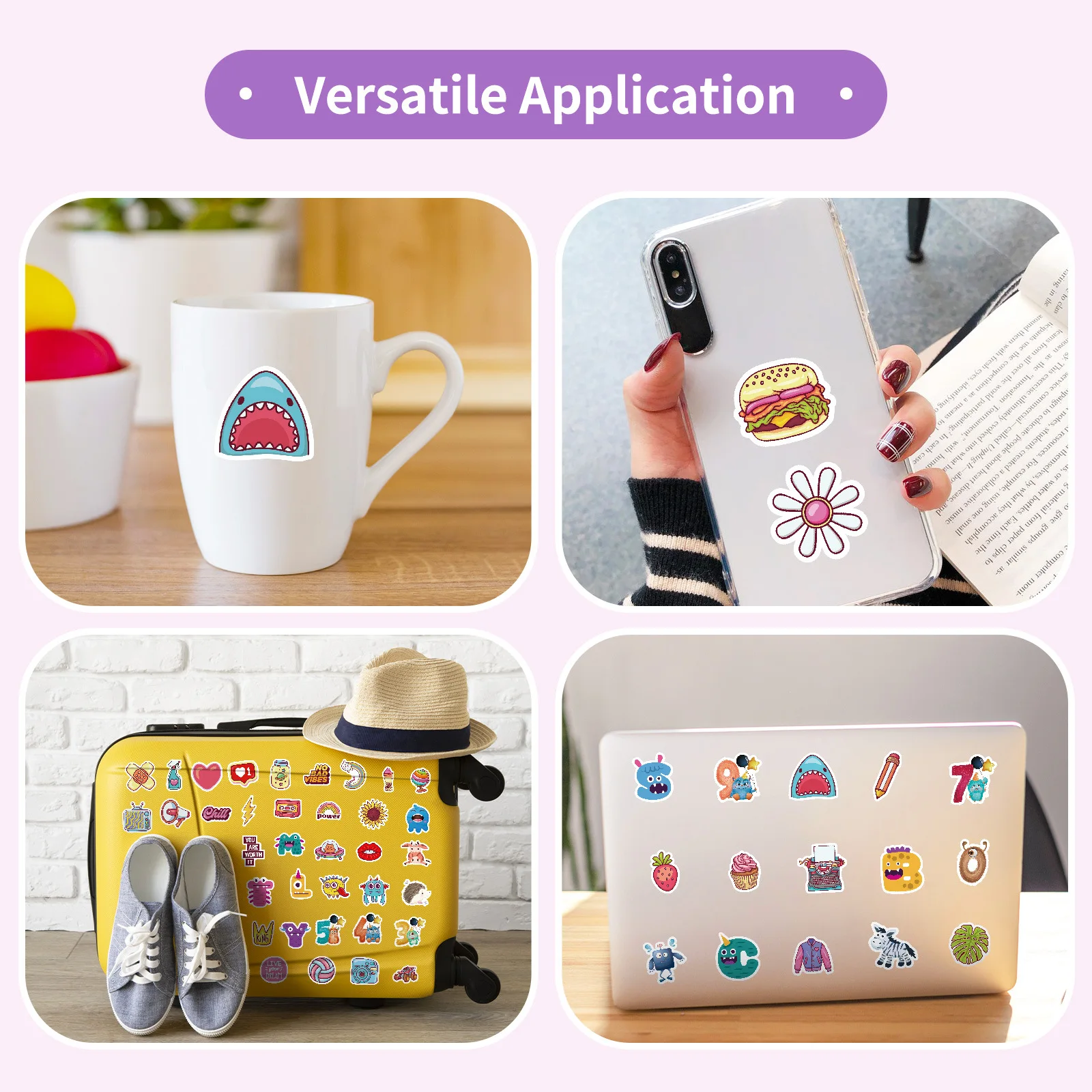 100 Stück kleine Größe 4 cm niedliche kreative Graffiti-Mix-and-Match-Aufkleber Q-Version englische Buchstaben Tieraufkleber