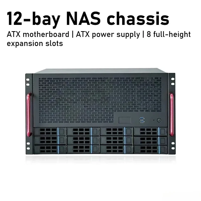 12-Drive Bay Network Storage Server Cabinet ATX Motherboard Compatible All-in-One Server Housing