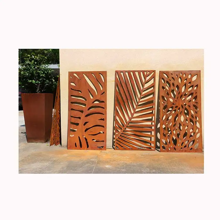 Laser Cut Decorative Screen Aluminum Steel Exterior Panel Garden Yard Patio Backyard Villa Outdoor Privacy Modern Custom Fence