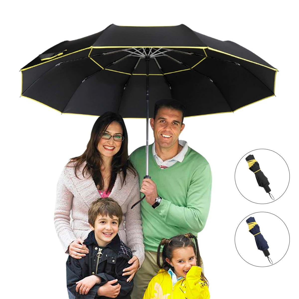 1/2 pcs Folding Umbrella Extra Large 10 Ribs Windproof Double Layer Resistant Umbrella Manual Open Golf Umbrella Strong Parasol